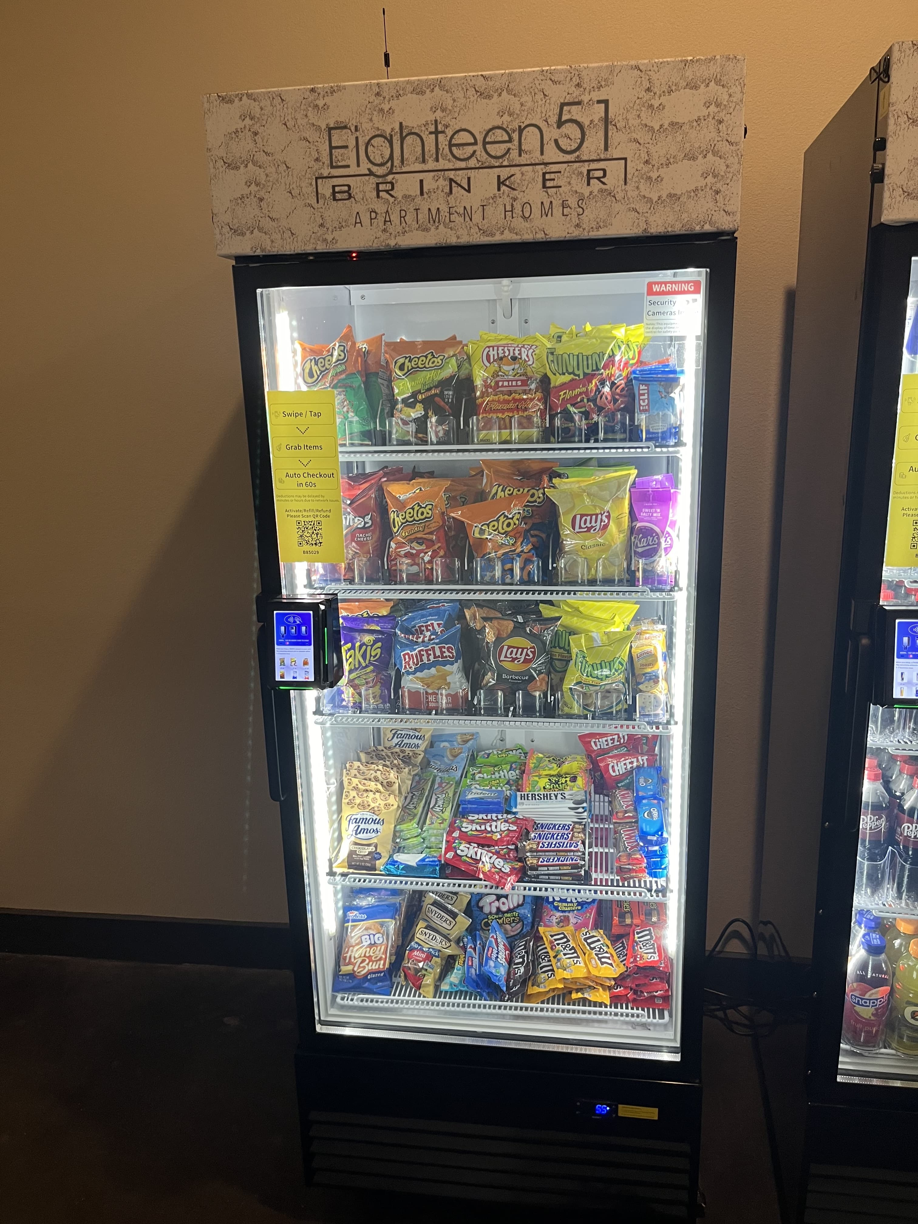 ZenTen smart vending cooler stocked with snacks